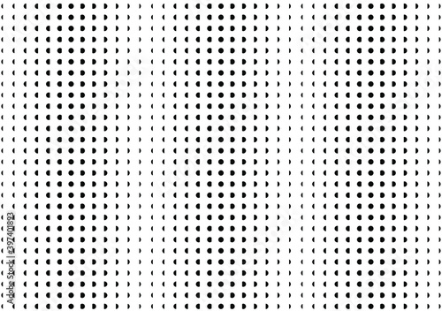 Black and white overlay dot pattern. Memphis pattern simple halftone gradient pattern. Monochrome fading wave background.