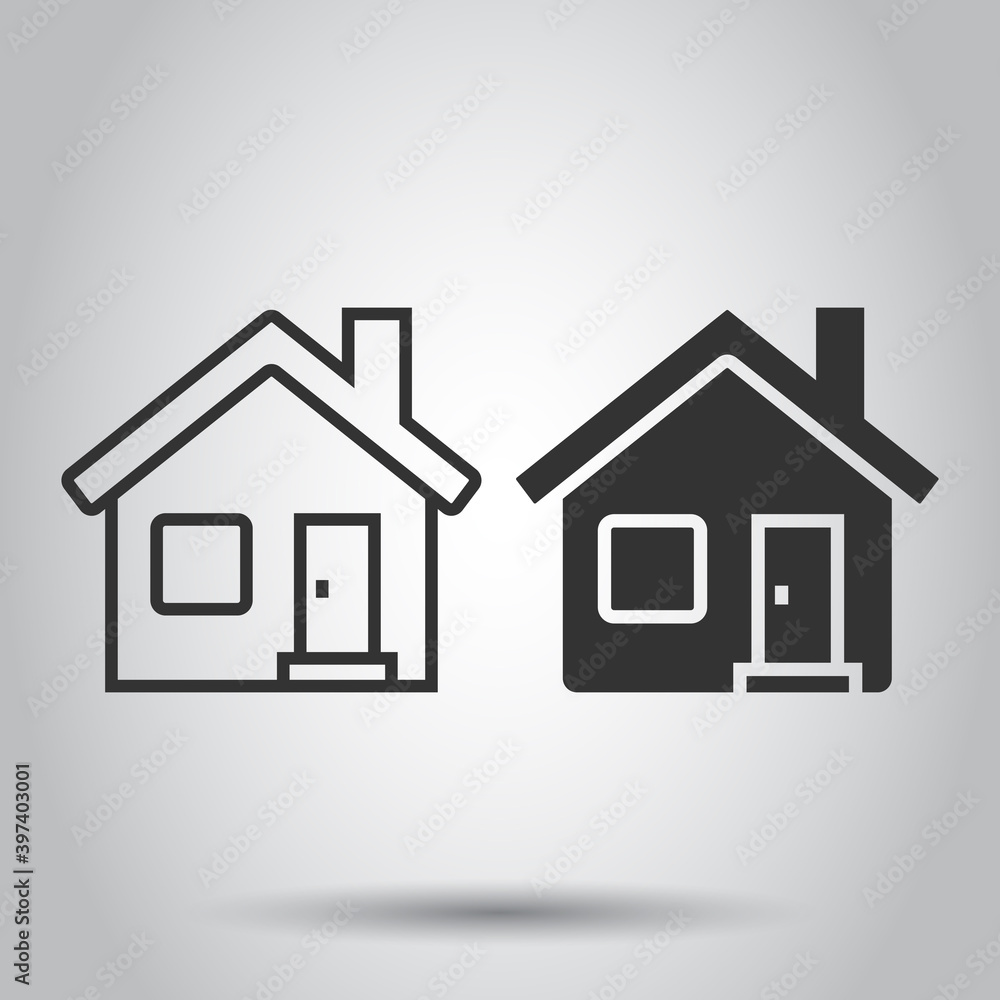 Building icon in flat style. Home vector illustration on white isolated background. House business concept. Building icon in flat style. Home vector illustration on white isolated background. House business concept.