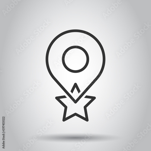 Map pin icon in flat style. gps navigation vector illustration on white isolated background. Locate position business concept.