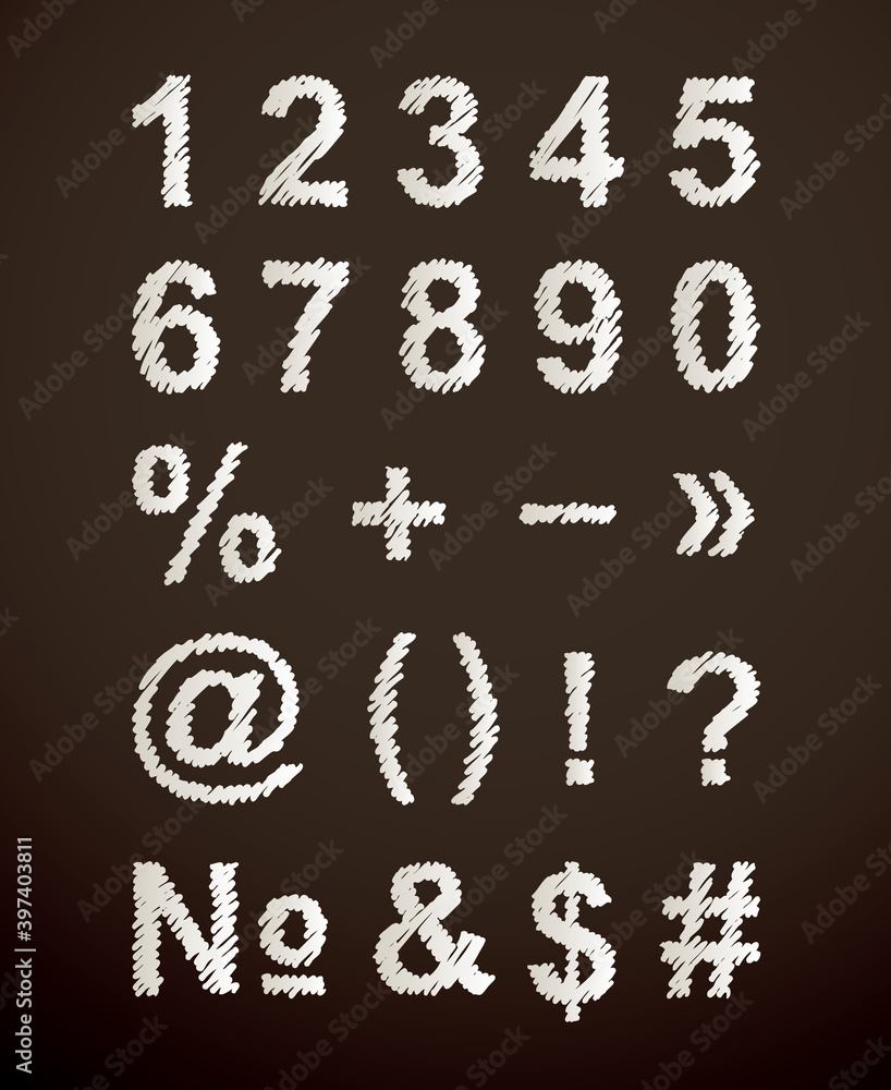 Vector hand-drawn font shaded marker Vector hand-drawn font shaded marker