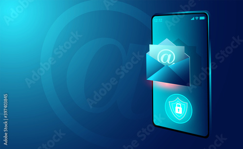 Email service security and electronic mail message and web mail on smartphone
