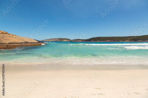 View to the Sea from the Beach of the Hellfire Bay in the Cape Le Grand Nationalpark close to Esperance in Western Australia
