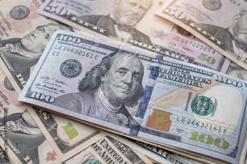 American dollars banknotes background