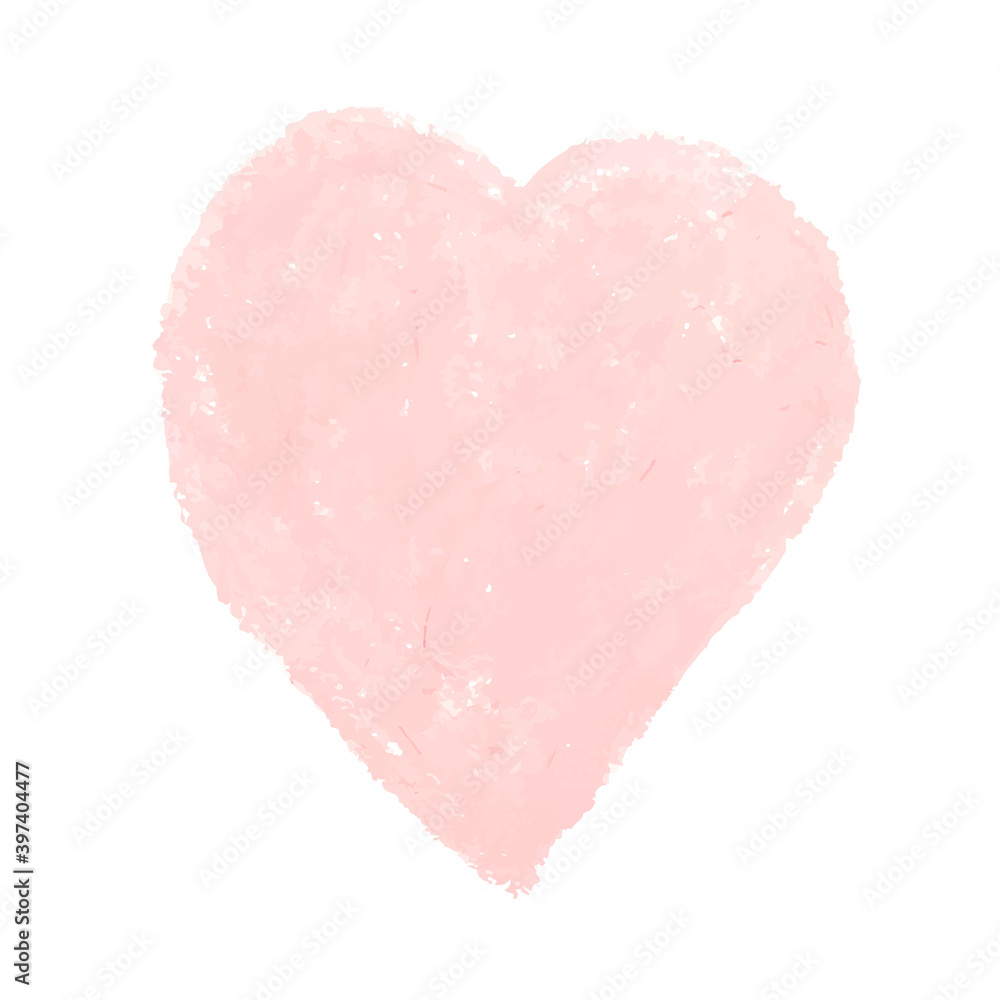 Vector colorful illustration of heart shape drawn with pink colored chalk pastels. Elements for design greeting card, poster, banner, Social Media post, invitation, sale, brochure, other graphic
