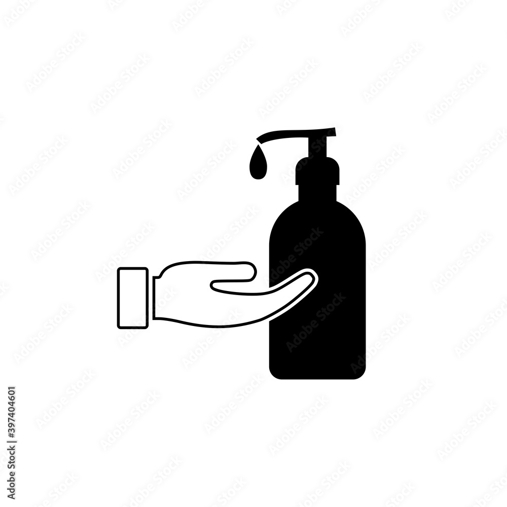 Washing hands with sanitizer liquid soap icon isolated on white background Washing hands with sanitizer liquid soap icon isolated on white background
