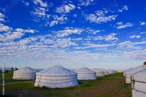 Tourists gher camp below blue sky, Mongolia  © Soldo76