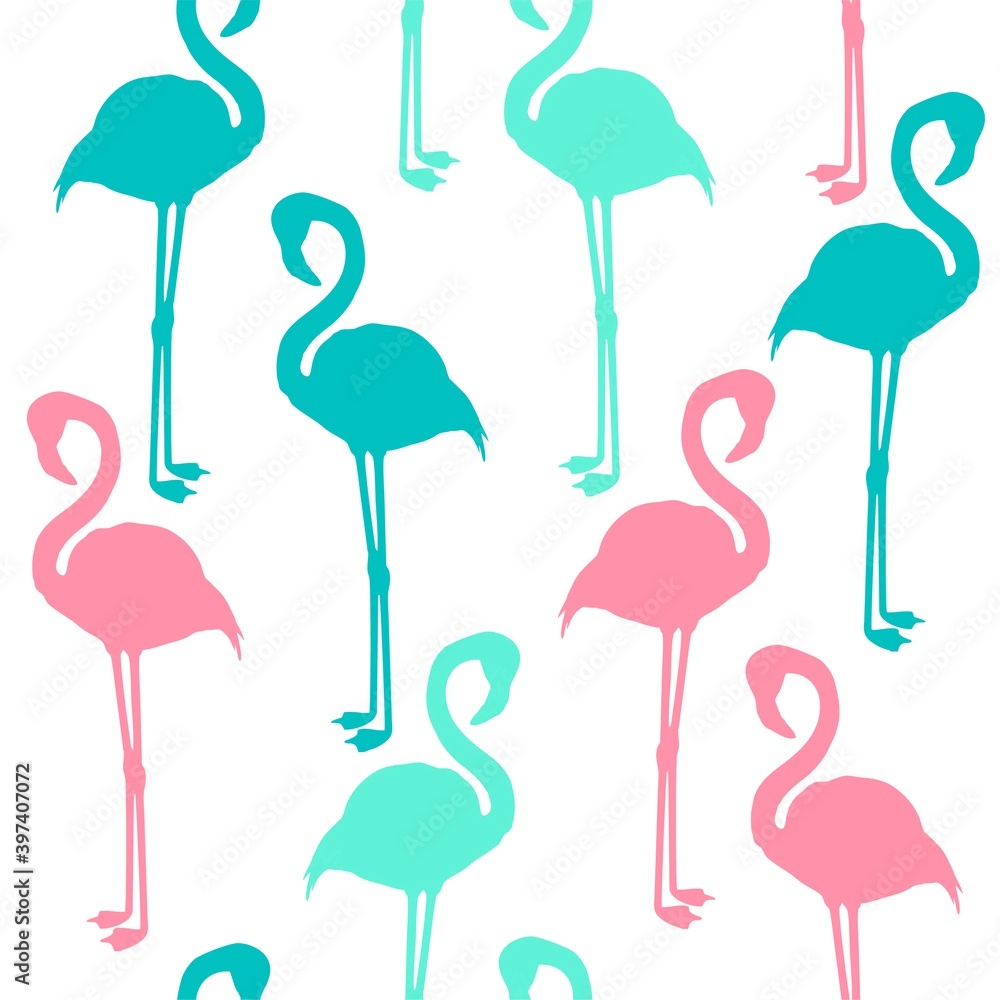 Obraz premium seamless with pink flamingo pattern vector illustration