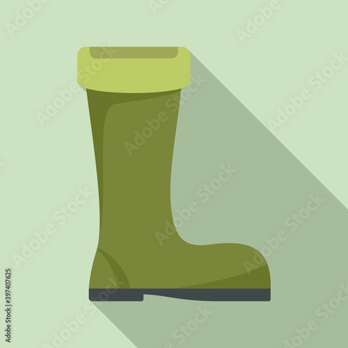 Fisherman green boot icon. Flat illustration of fisherman green boot vector icon for web design