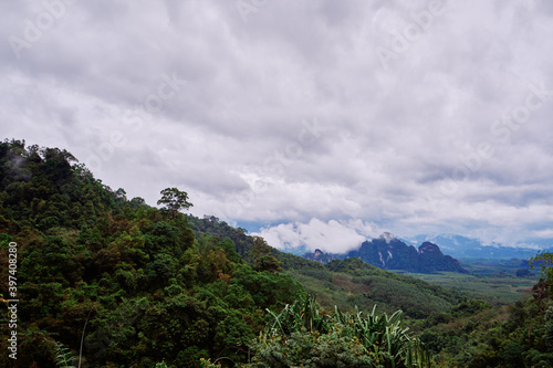 Beautiful landscape with mountains and rain forest at Khao Sok National Park  Surat Thani Province  Thailand.