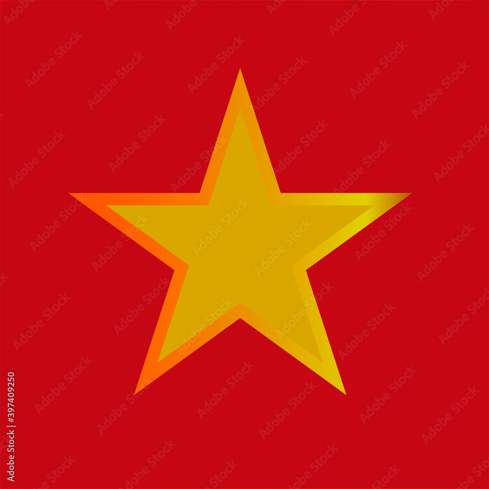 gold color christmas star on red background gold color christmas star on red background