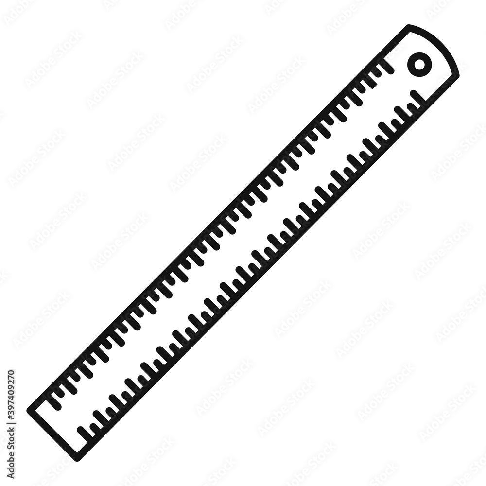 Metal ruler icon. Outline metal ruler vector icon for web design isolated on white background
