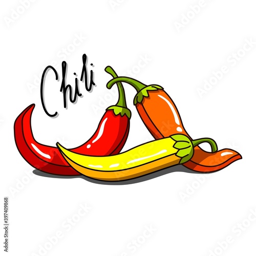 Hot chili pepper on white background.