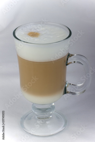 Three-layer latte in a glass Cup