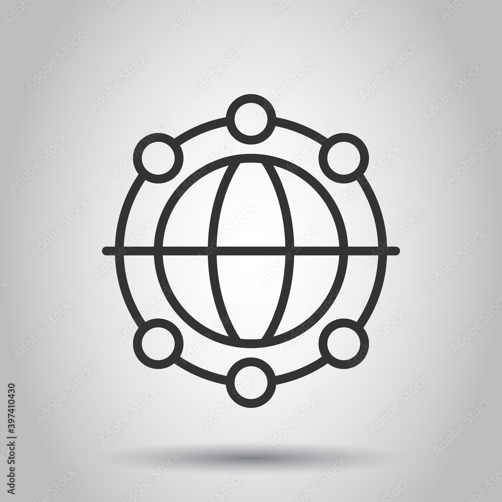 Fototapeta premium Earth planet icon in flat style. Globe geographic vector illustration on white isolated background. Global communication business concept.