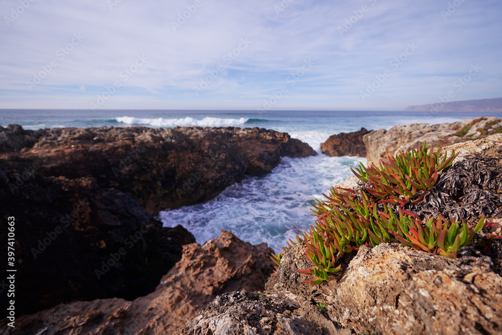 Beautiful landscape. Atlantic ocean rock shore, Portugal. Beautiful landscape. Atlantic ocean rock shore, Portugal.