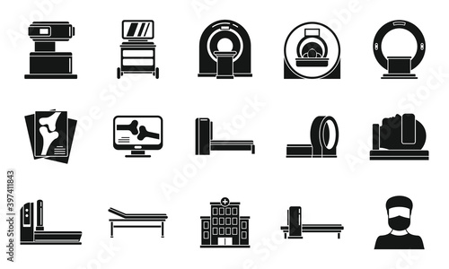 Medical magnetic resonance imaging icons set. Simple set of medical magnetic resonance imaging vector icons for web design on white background