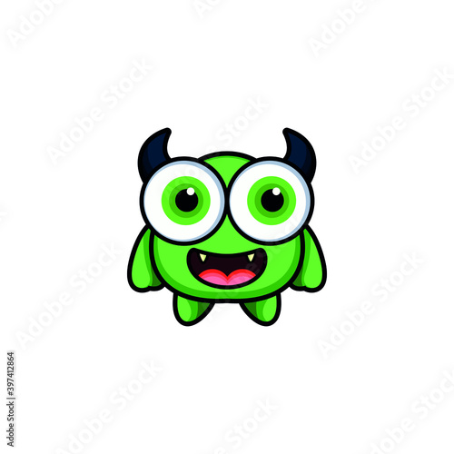 Cute monster logo. Monster logo character template vector. Character logo template.