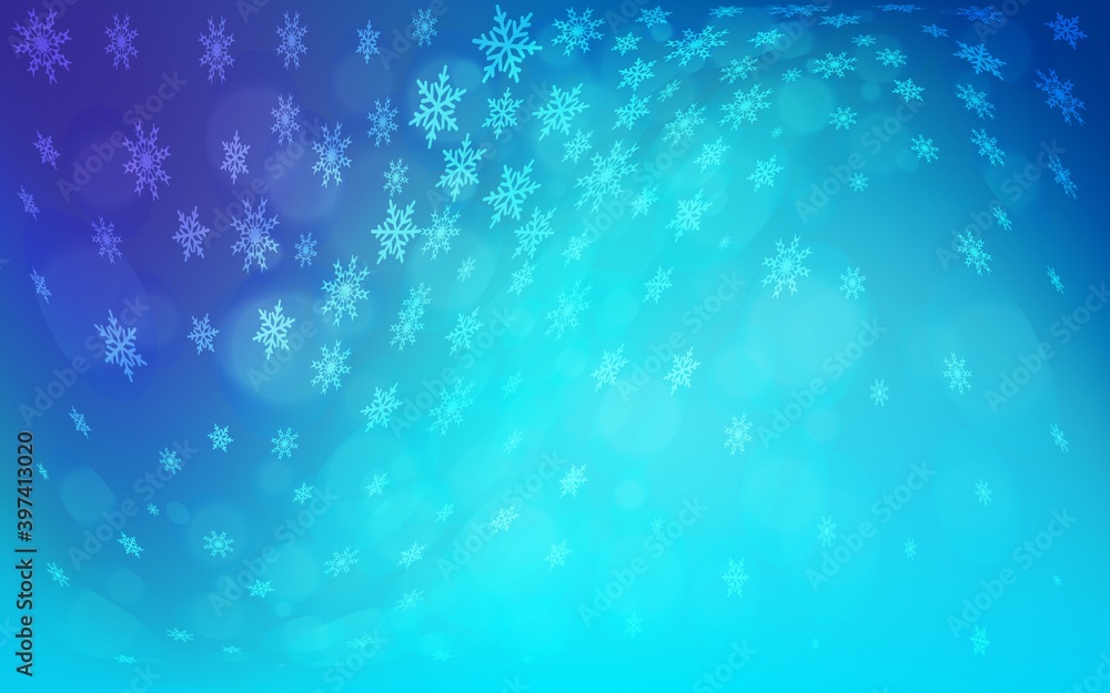 Obraz premium Light Pink, Blue vector layout with bright snowflakes.