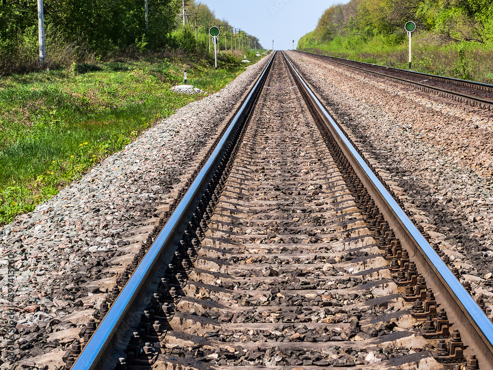 The railway  goes into the distance