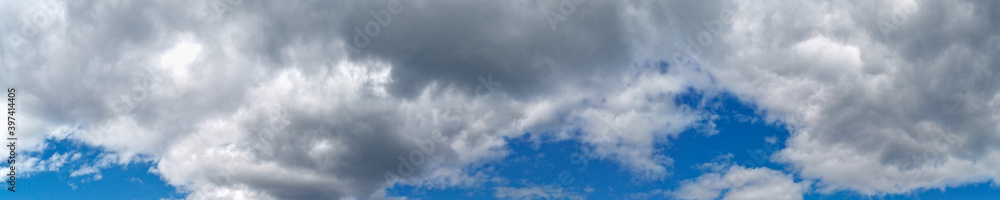 Beautiful panoramic view of blue sky with patch of white clouds, Sydney, New South Wales, Australia
