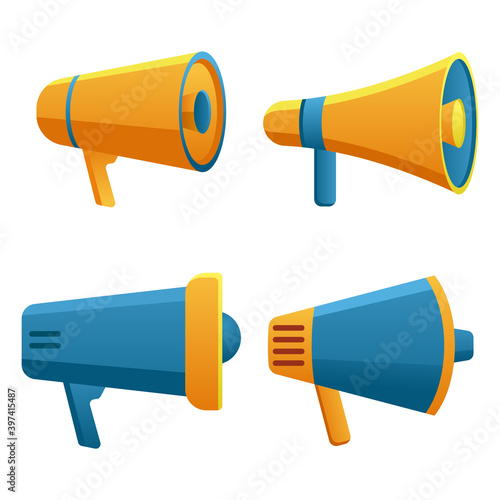 isolated megaphone in different colors