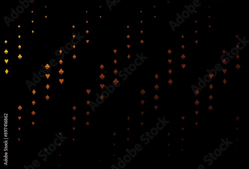 Dark Orange vector pattern with symbol of cards.