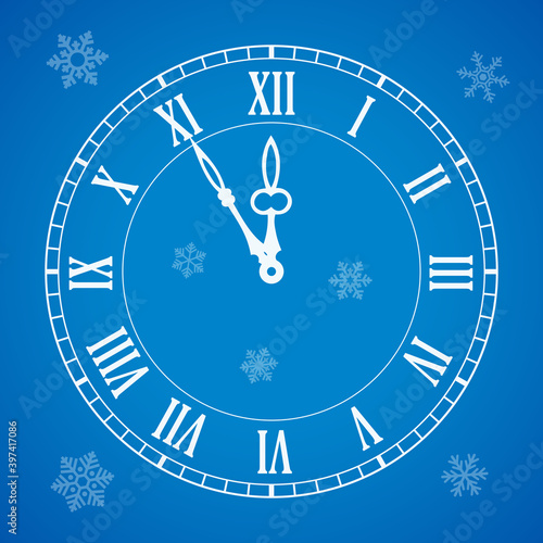 Five minutes to midnight holiday clock illustration