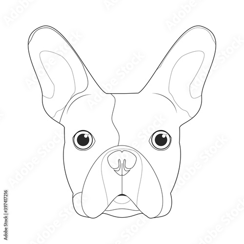 French Bulldog dog easy coloring cartoon vector illustration. Isolated on white background