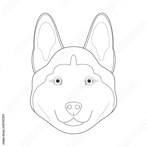 Husky dog easy coloring cartoon vector illustration. Isolated on white background