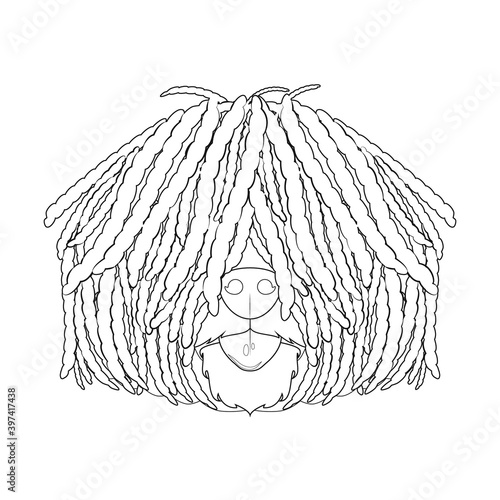 Puli dog easy coloring cartoon vector illustration. Isolated on white background