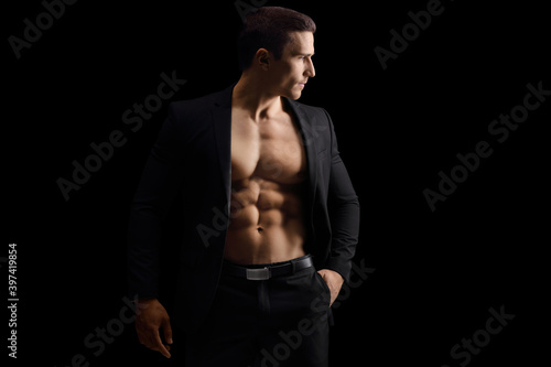 Male model with a suit and naked torso © Ljupco Smokovski