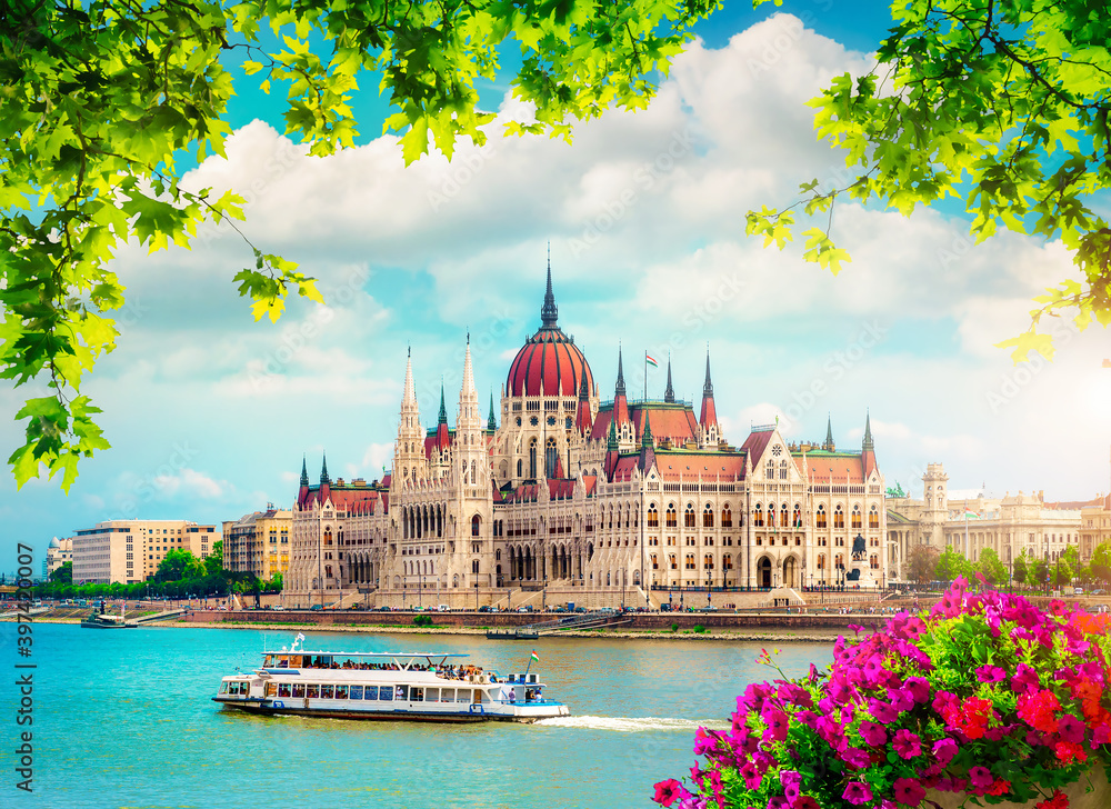 Fototapeta premium Flowers and Parliament