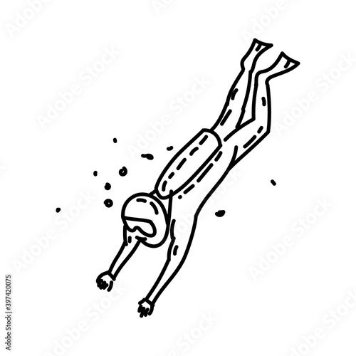 Diving Nice Icon. Doodle Hand Drawn or Outline Icon Style