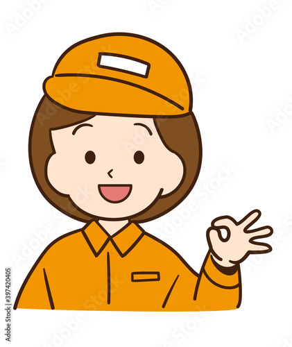 OKサインを出す作業着の女性アイコン