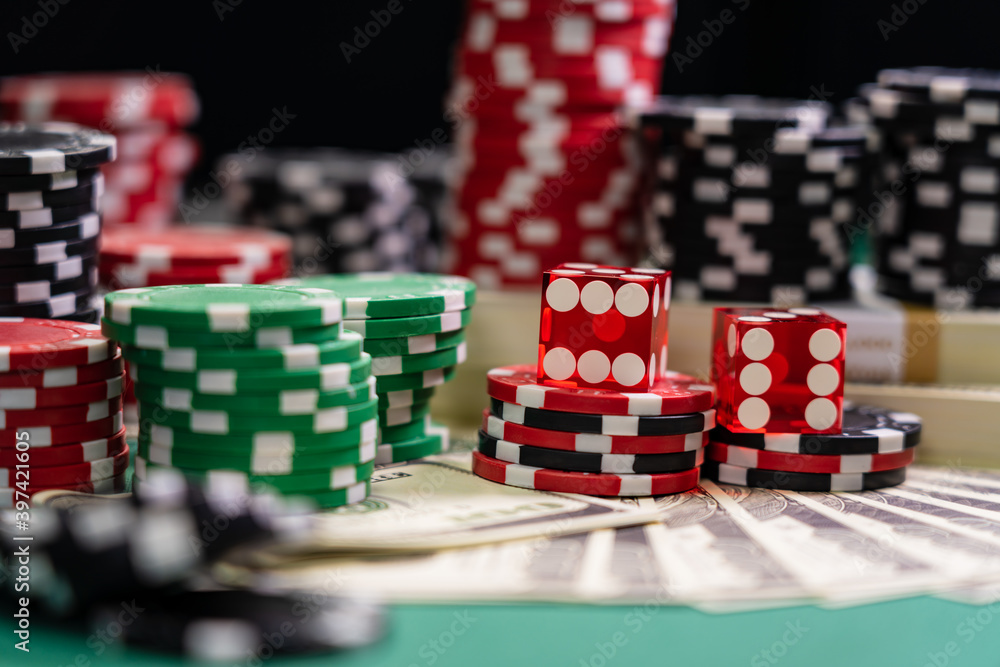 Casino Craps dice close up Casino Craps dice close up