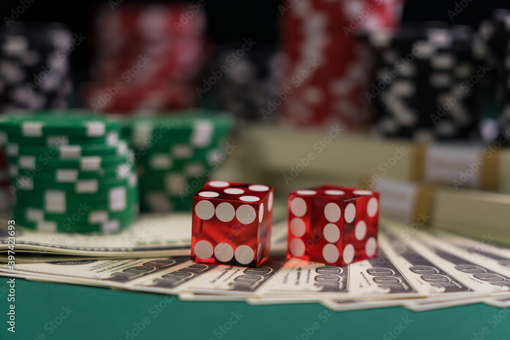 Casino Craps dice close up Casino Craps dice close up