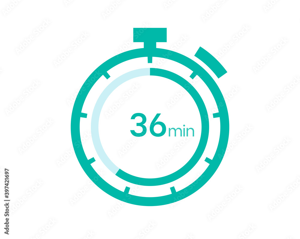 36 minutes timer icon, 36 min digital timer. Clock and watch, timer, countdown 36 minutes timer icon, 36 min digital timer. Clock and watch, timer, countdown