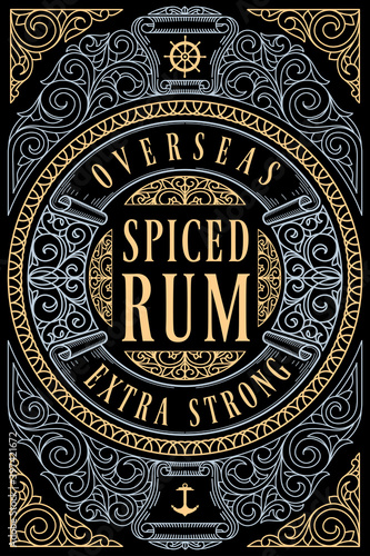 Spiced Rum - ornate vintage decorative label