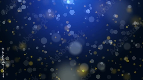 Holiday animation blue background with flying sequins. New Year, Christmas, wedding, holiday, party