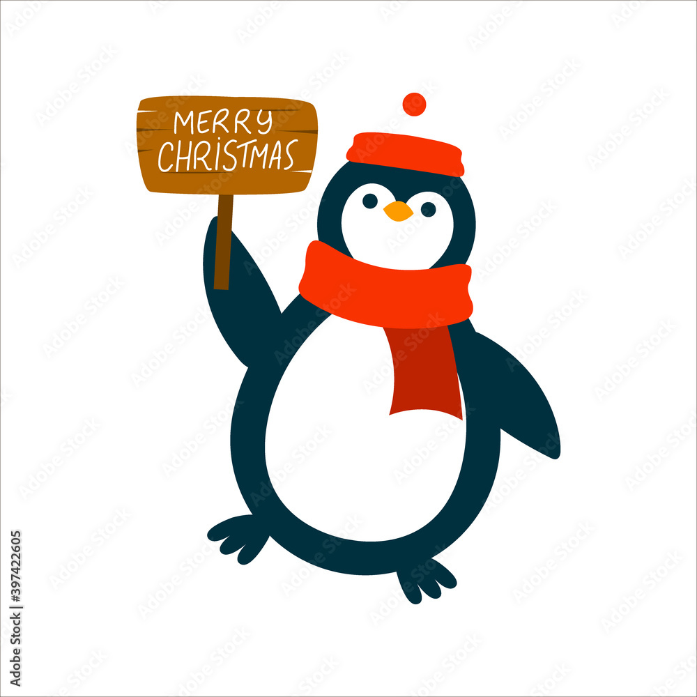 Christmas penguin with an information Christmas penguin with an information