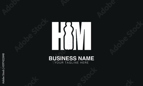HM H M  initial creative logo with bottle vector template image