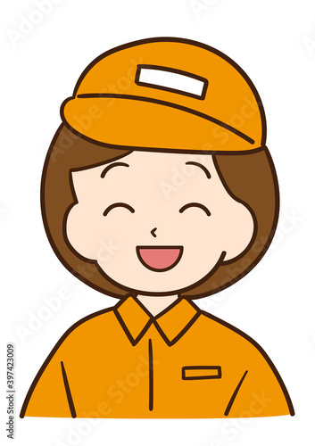笑顔の作業着女性のアイコン