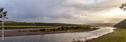 Fototapeta Naklejka Na Ścianę i Meble -  northern river in a forest area in the subpolar urals