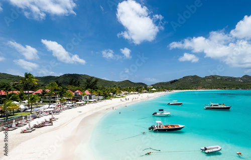 TROPICAL BEACH WITH BOATS © Jack Metthey