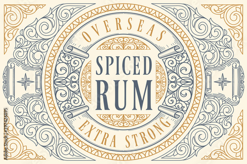 Obraz na plátně Spiced Rum - ornate vintage decorative label