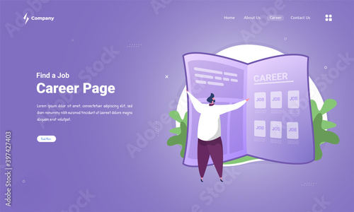 Find a new job in career page newspaper on landing page template