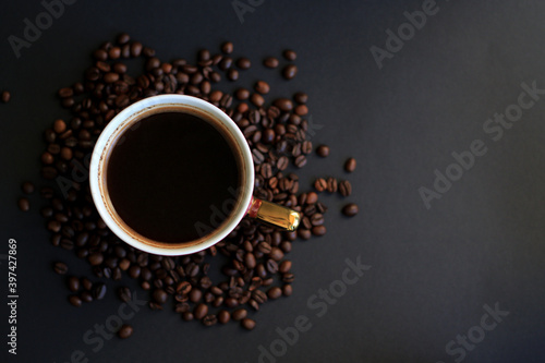 black natural coffee and roasted coffee beans