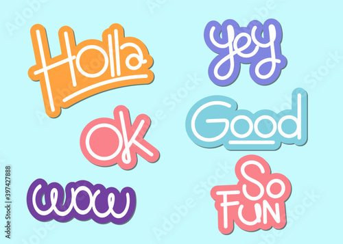 collection of slang lettering sticker