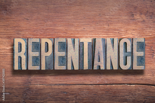 Canvas Print repentance word wood