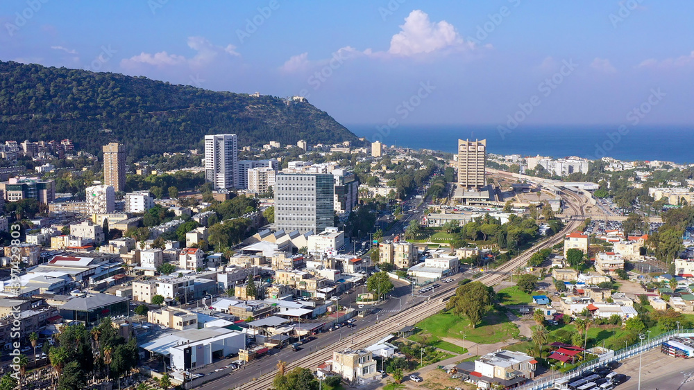 Aerial panoramic view of Downtown Haifa, Israel. Aerial panoramic view of Downtown Haifa, Israel.